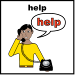 Illustration of a person calling for help on the phone