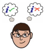 Illustration of a person with thought bubbles above their head