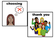 Illustration of person choosing not to do the survey and the SANE team saying thank you