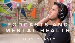 Podcases and mental health - man listening to podcase on headphones
