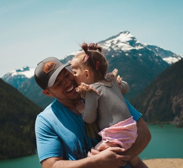 Father holding daughter