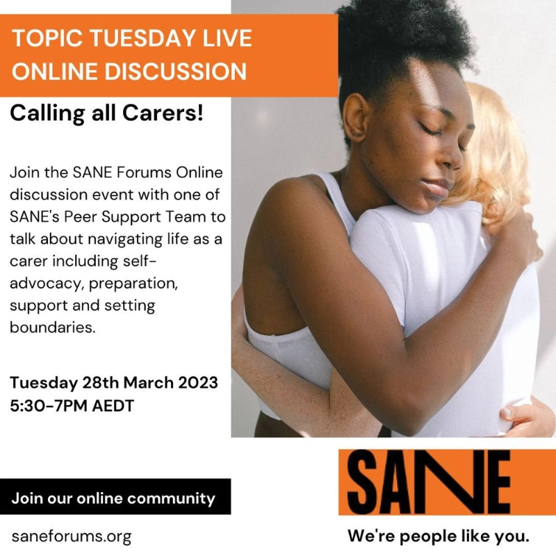 Topic Tuesday// Calling all Carers! // Tuesday 28th March 2023 5:30-7PM AEDT 