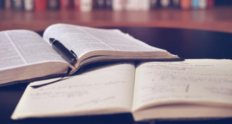 Books on a table